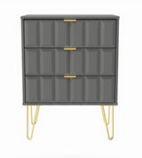 Cube 3 Drawer Midi Chest with Gold Hairpin Legs - Welcome Furniture