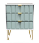 Cube 3 Drawer Midi Chest with Gold Hairpin Legs - Welcome Furniture