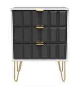 Cube 3 Drawer Midi Chest with Gold Hairpin Legs - Welcome Furniture