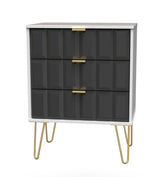 Cube 3 Drawer Midi Chest with Gold Hairpin Legs - Welcome Furniture