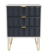 Cube 3 Drawer Midi Chest with Gold Hairpin Legs - Welcome Furniture