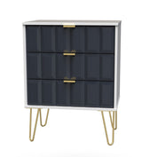 Cube 3 Drawer Midi Chest with Gold Hairpin Legs - Welcome Furniture