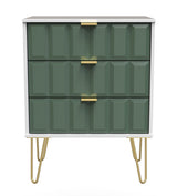 Cube 3 Drawer Midi Chest with Gold Hairpin Legs - Welcome Furniture