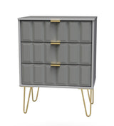 Cube 3 Drawer Midi Chest with Gold Hairpin Legs - Welcome Furniture