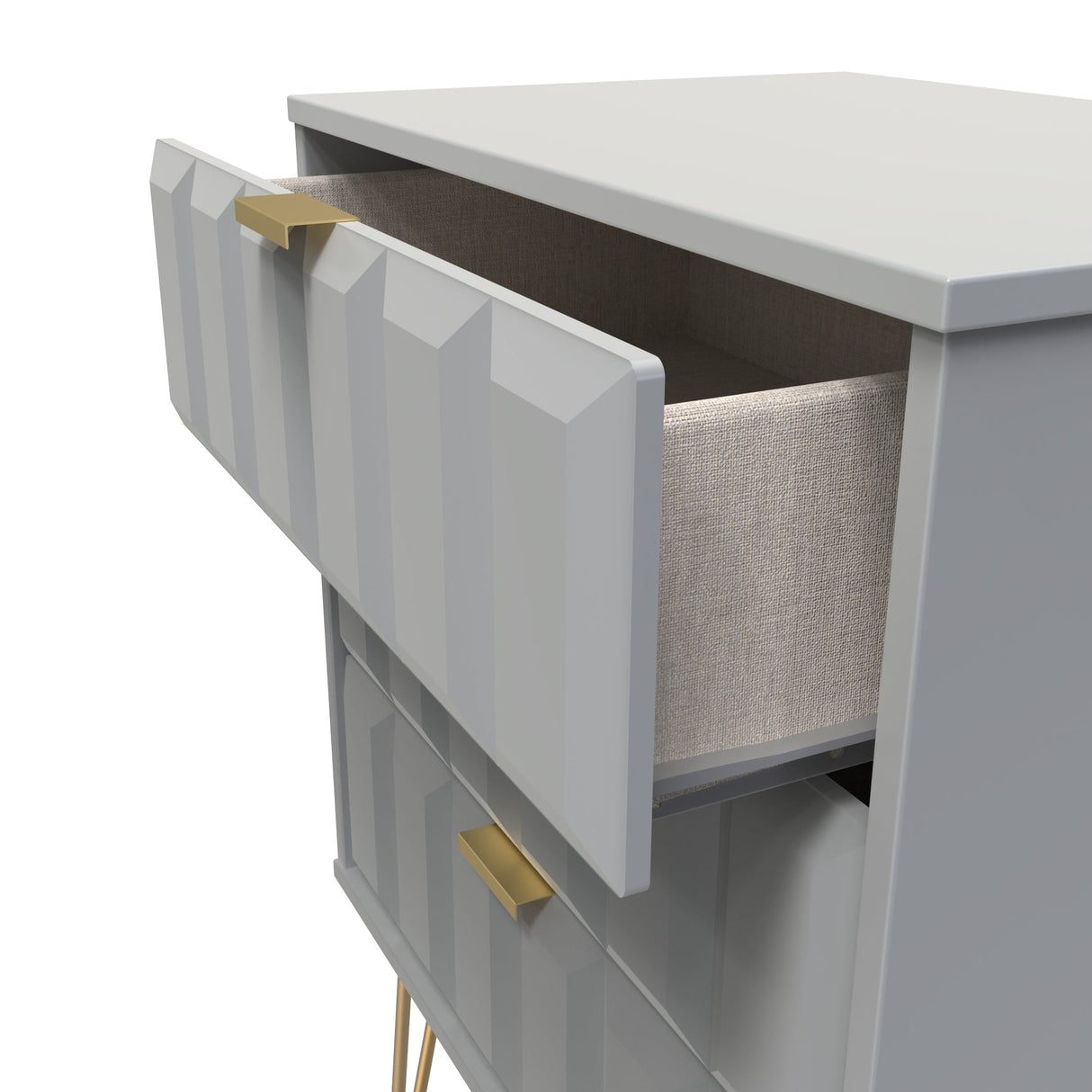 Cube 3 Drawer Midi Chest with Gold Hairpin Legs - Welcome Furniture