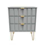 Cube 3 Drawer Midi Chest with Gold Hairpin Legs - Welcome Furniture