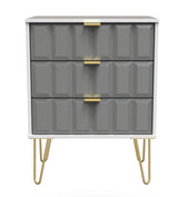 Cube 3 Drawer Midi Chest with Gold Hairpin Legs - Welcome Furniture