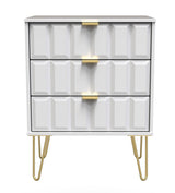 Cube 3 Drawer Midi Chest with Gold Hairpin Legs - Welcome Furniture