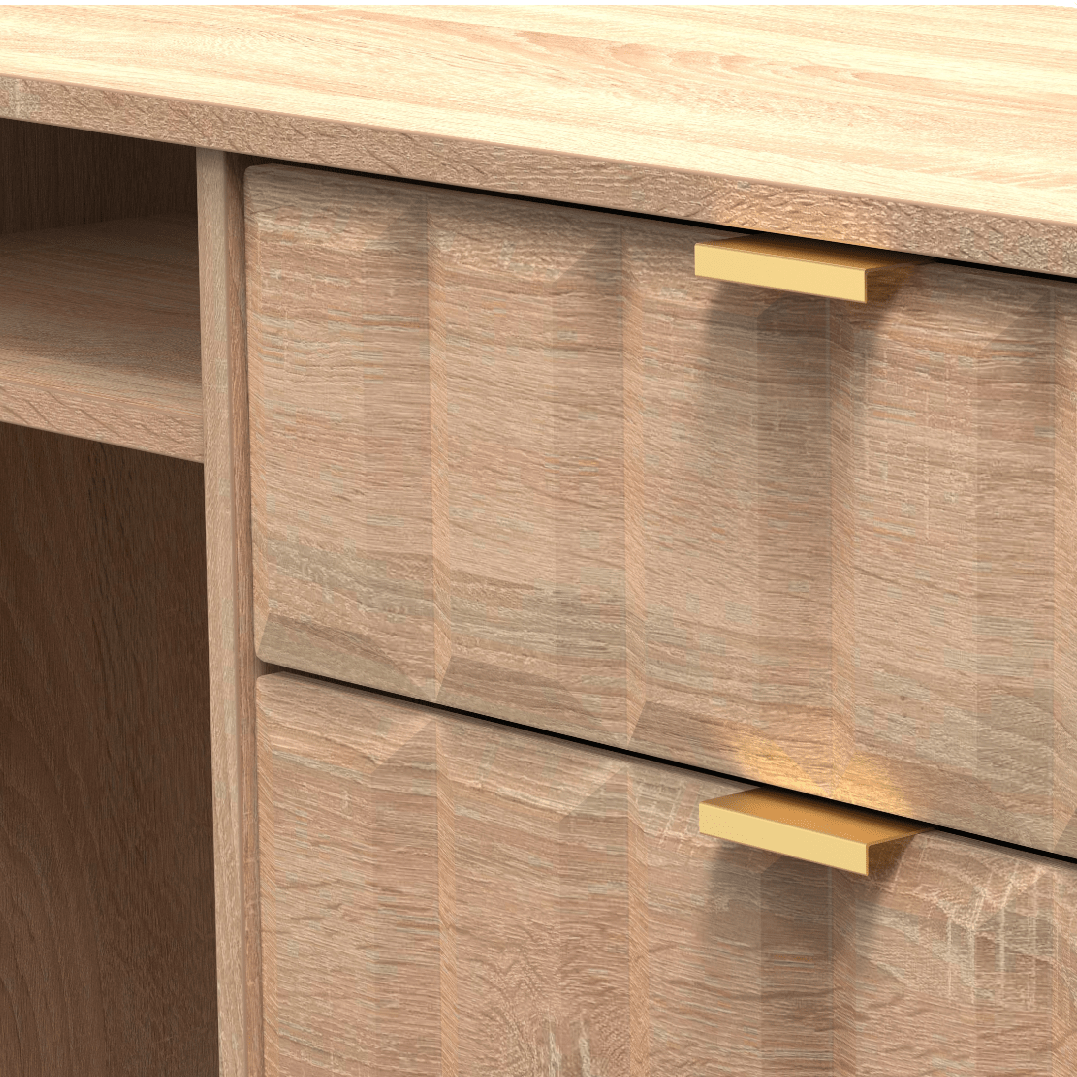 Cube 3 Drawer TV Unit with Gold Hairpin Legs - Welcome Furniture