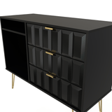 Cube 3 Drawer TV Unit with Gold Hairpin Legs - Welcome Furniture