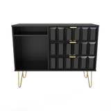 Cube 3 Drawer TV Unit with Gold Hairpin Legs - Welcome Furniture
