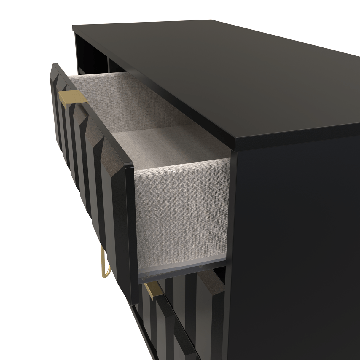 Cube 3 Drawer TV Unit with Gold Hairpin Legs - Welcome Furniture