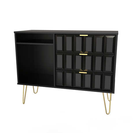 Cube 3 Drawer TV Unit with Gold Hairpin Legs - Welcome Furniture