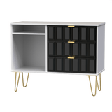 Cube 3 Drawer TV Unit with Gold Hairpin Legs - Welcome Furniture