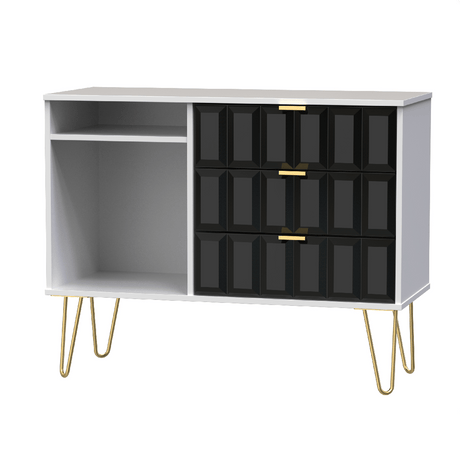 Cube 3 Drawer TV Unit with Gold Hairpin Legs - Welcome Furniture