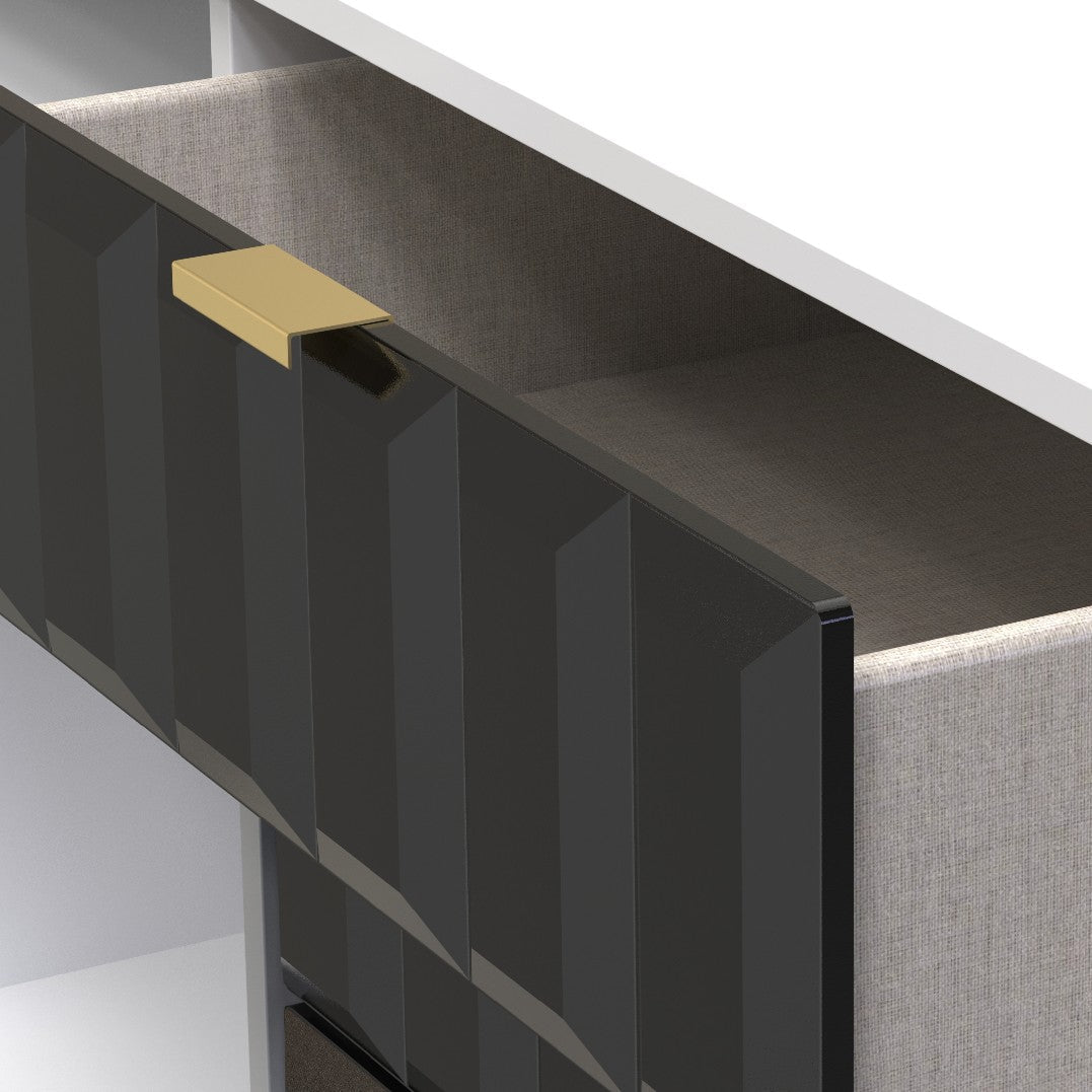 Cube 3 Drawer TV Unit with Gold Hairpin Legs - Welcome Furniture