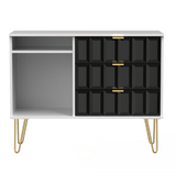 Cube 3 Drawer TV Unit with Gold Hairpin Legs - Welcome Furniture