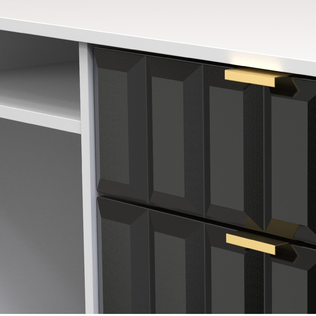 Cube 3 Drawer TV Unit with Gold Hairpin Legs - Welcome Furniture