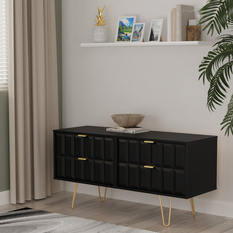 Cube 4 Drawer Bed Box with Gold Hairpin Legs - Welcome Furniture