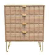 Cube 4 Drawer Chest with Gold Hairpin Legs - Welcome Furniture