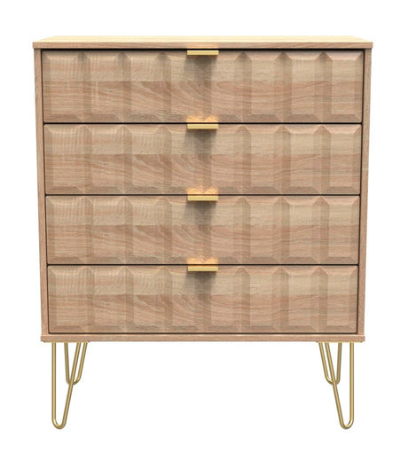 Cube 4 Drawer Chest with Gold Hairpin Legs - Welcome Furniture