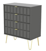 Cube 4 Drawer Chest with Gold Hairpin Legs - Welcome Furniture