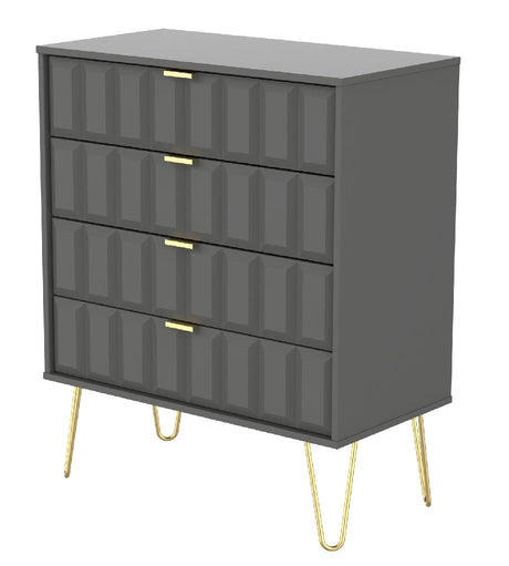 Cube 4 Drawer Chest with Gold Hairpin Legs - Welcome Furniture