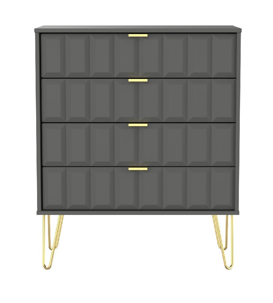 Cube 4 Drawer Chest with Gold Hairpin Legs - Welcome Furniture