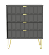 Cube 4 Drawer Chest with Gold Hairpin Legs - Welcome Furniture