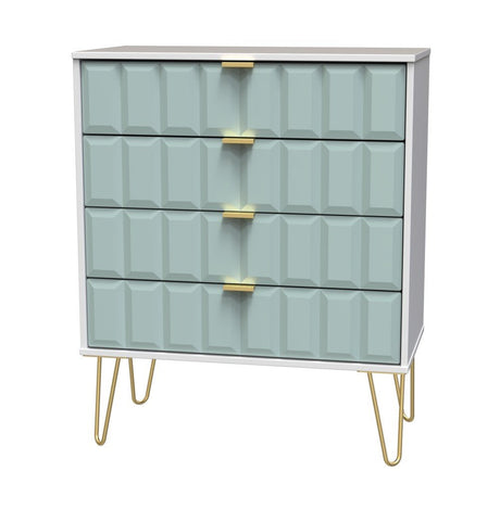 Cube 4 Drawer Chest with Gold Hairpin Legs - Welcome Furniture