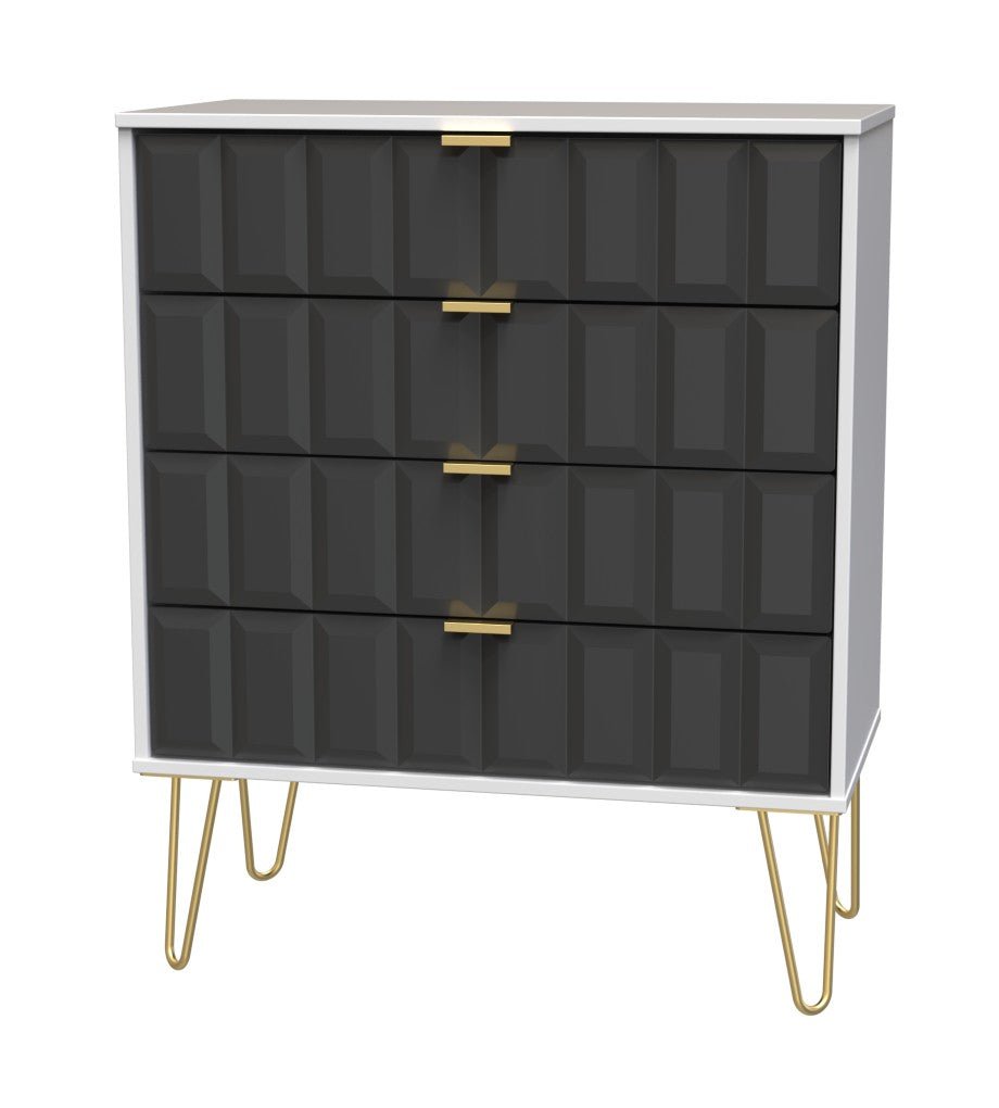 Cube 4 Drawer Chest with Gold Hairpin Legs - Welcome Furniture
