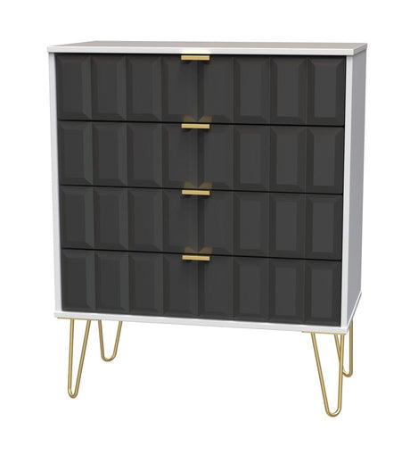 Cube 4 Drawer Chest with Gold Hairpin Legs - Welcome Furniture