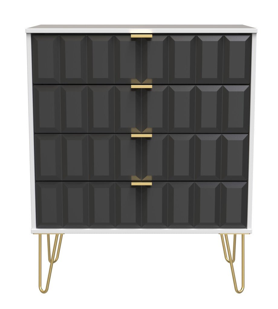 Cube 4 Drawer Chest with Gold Hairpin Legs - Welcome Furniture