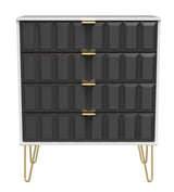 Cube 4 Drawer Chest with Gold Hairpin Legs - Welcome Furniture