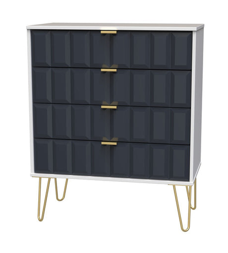 Cube 4 Drawer Chest with Gold Hairpin Legs - Welcome Furniture