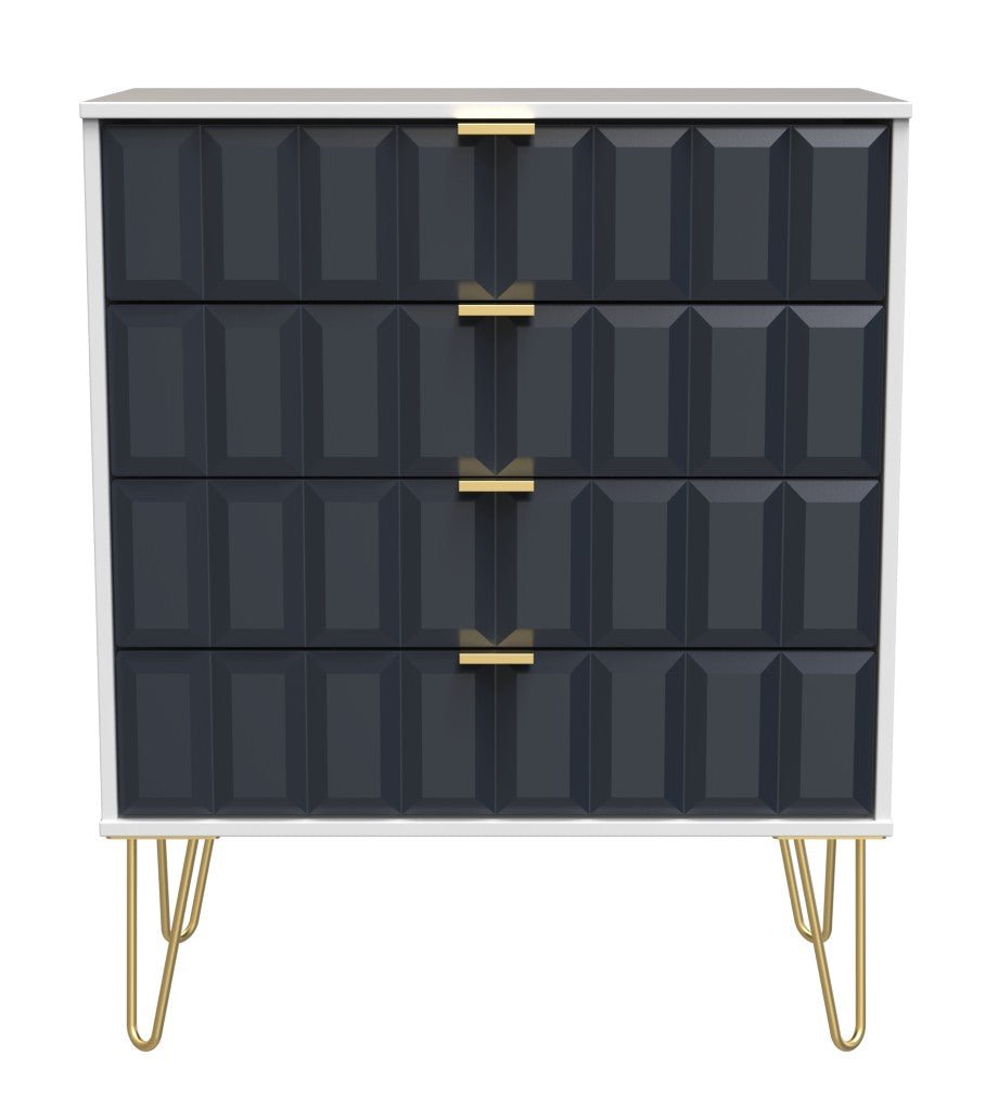 Cube 4 Drawer Chest with Gold Hairpin Legs - Welcome Furniture