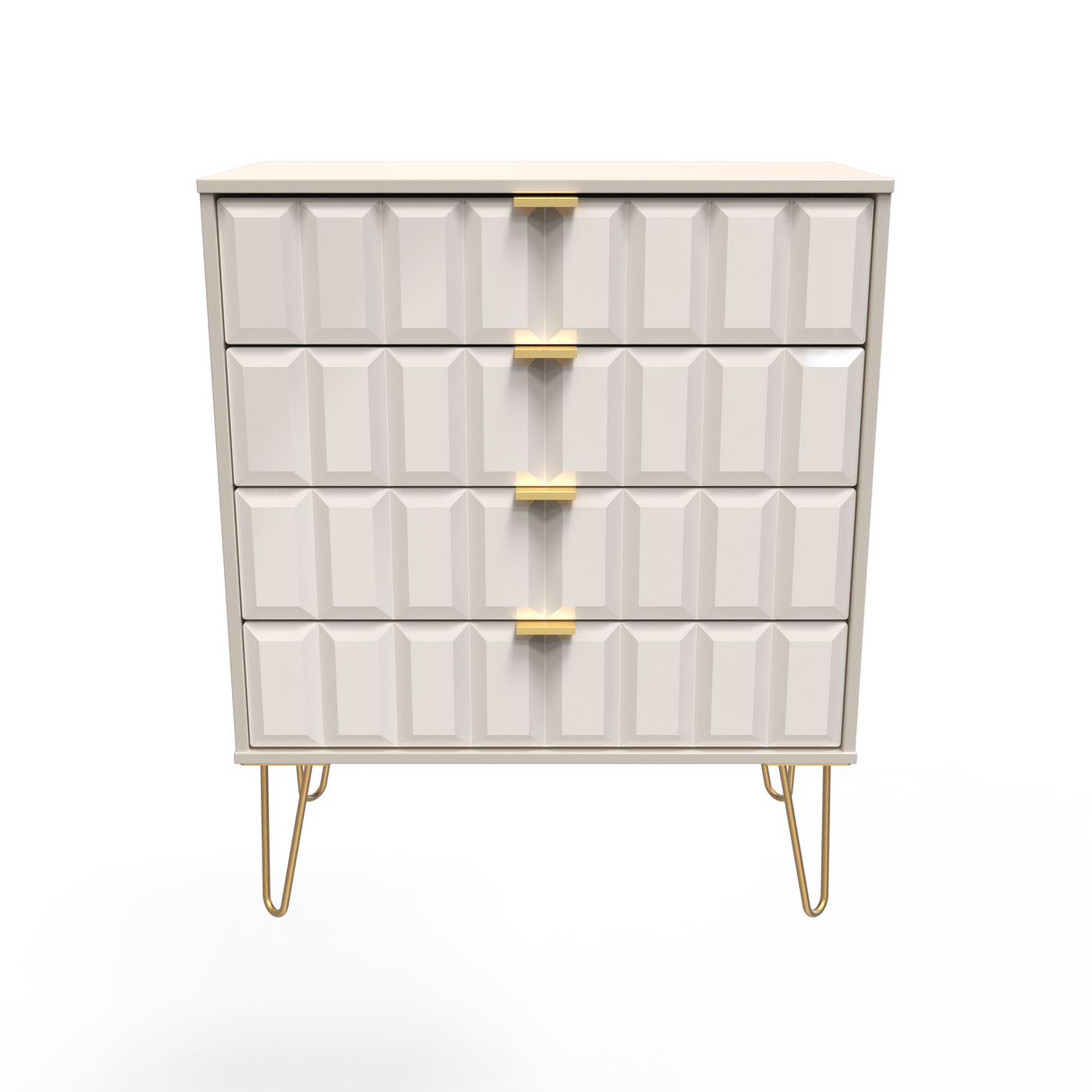 Cube 4 Drawer Chest with Gold Hairpin Legs - Welcome Furniture