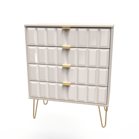 Cube 4 Drawer Chest with Gold Hairpin Legs - Welcome Furniture