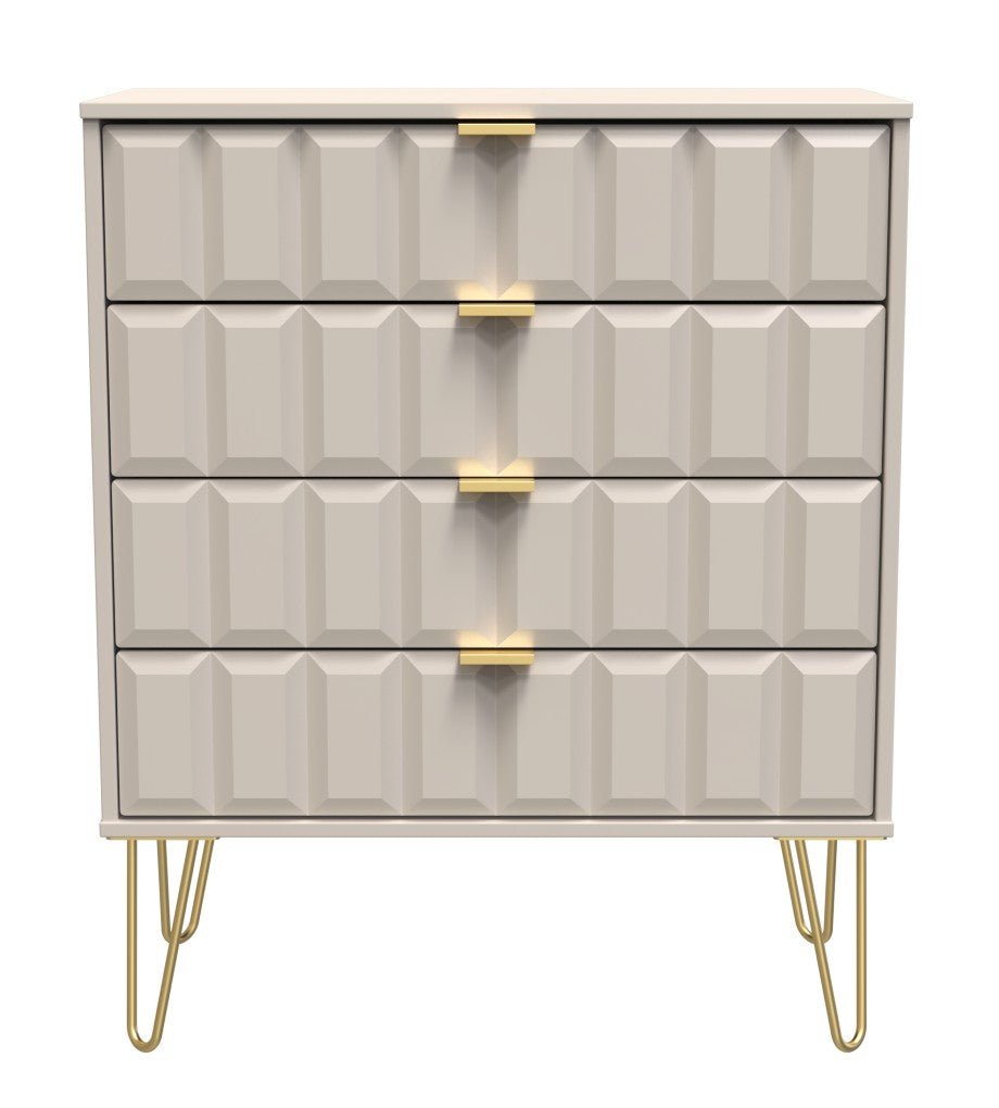 Cube 4 Drawer Chest with Gold Hairpin Legs - Welcome Furniture