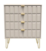 Cube 4 Drawer Chest with Gold Hairpin Legs - Welcome Furniture