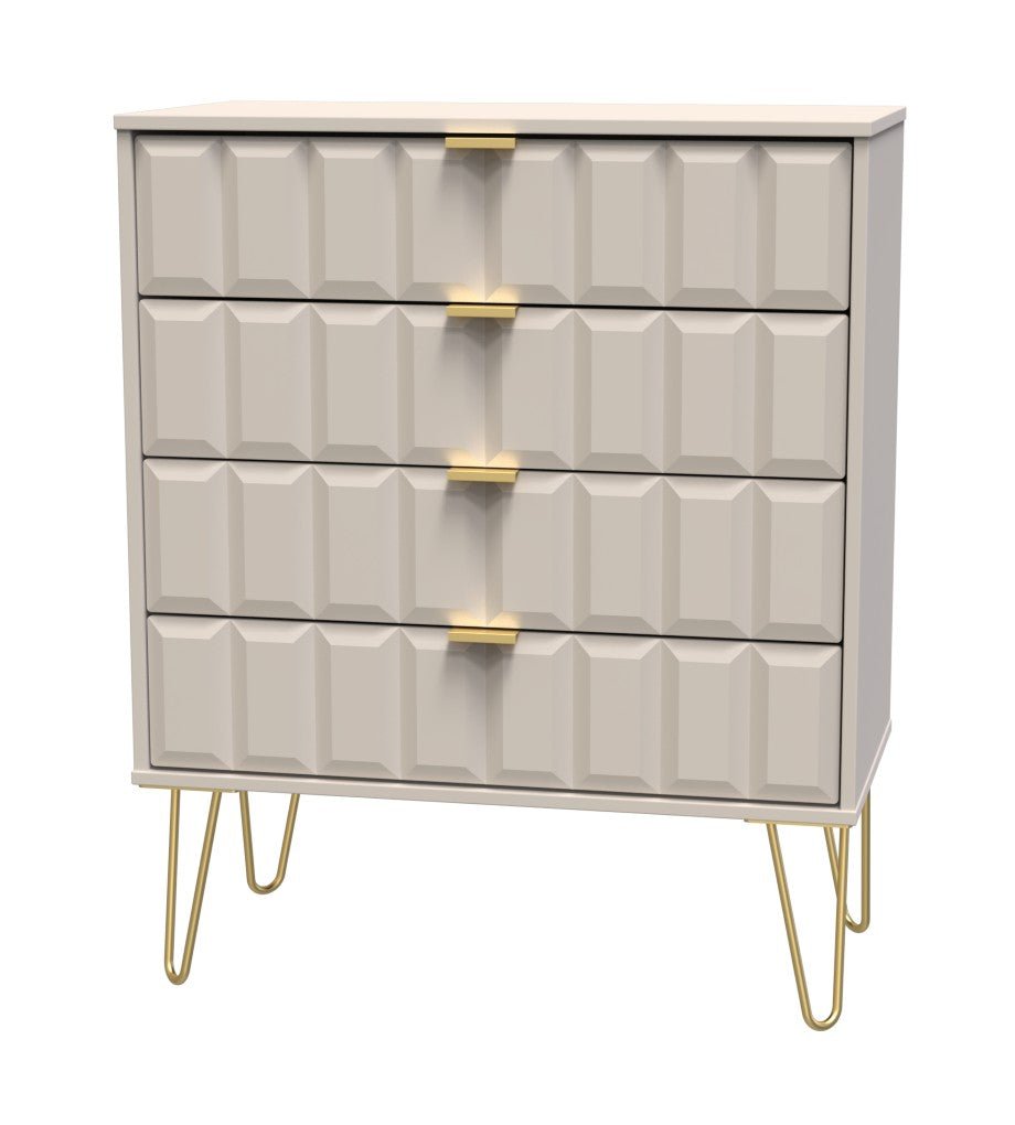 Cube 4 Drawer Chest with Gold Hairpin Legs - Welcome Furniture