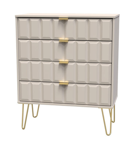 Cube 4 Drawer Chest with Gold Hairpin Legs - Welcome Furniture