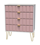 Cube 4 Drawer Chest with Gold Hairpin Legs - Welcome Furniture