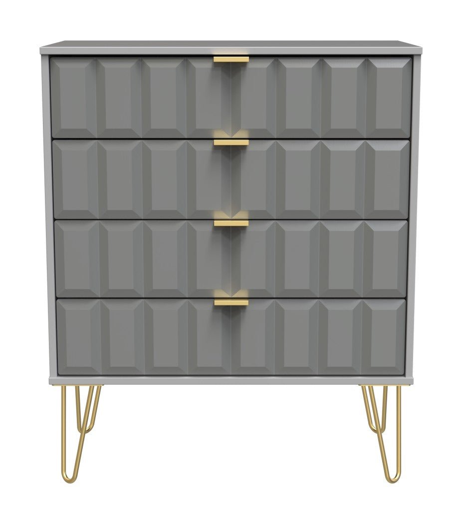Cube 4 Drawer Chest with Gold Hairpin Legs - Welcome Furniture