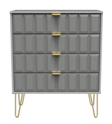 Cube 4 Drawer Chest with Gold Hairpin Legs - Welcome Furniture