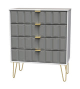 Cube 4 Drawer Chest with Gold Hairpin Legs - Welcome Furniture