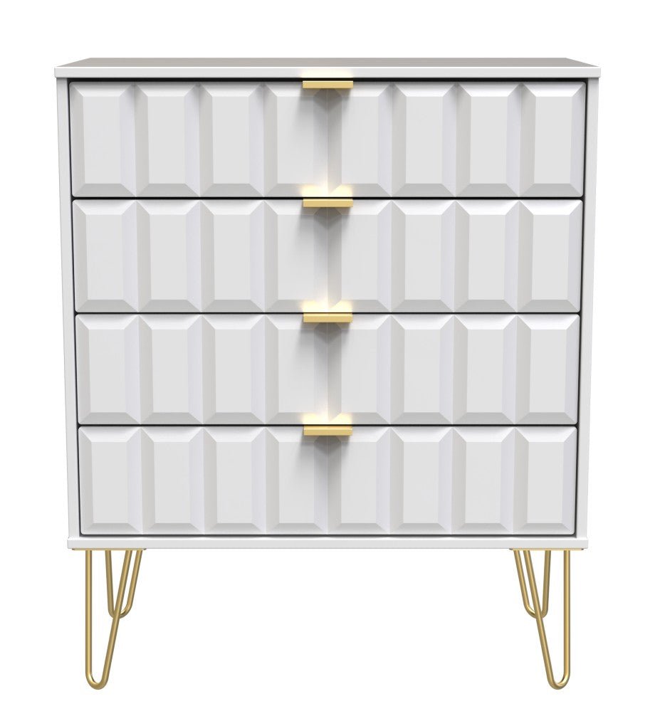 Cube 4 Drawer Chest with Gold Hairpin Legs - Welcome Furniture