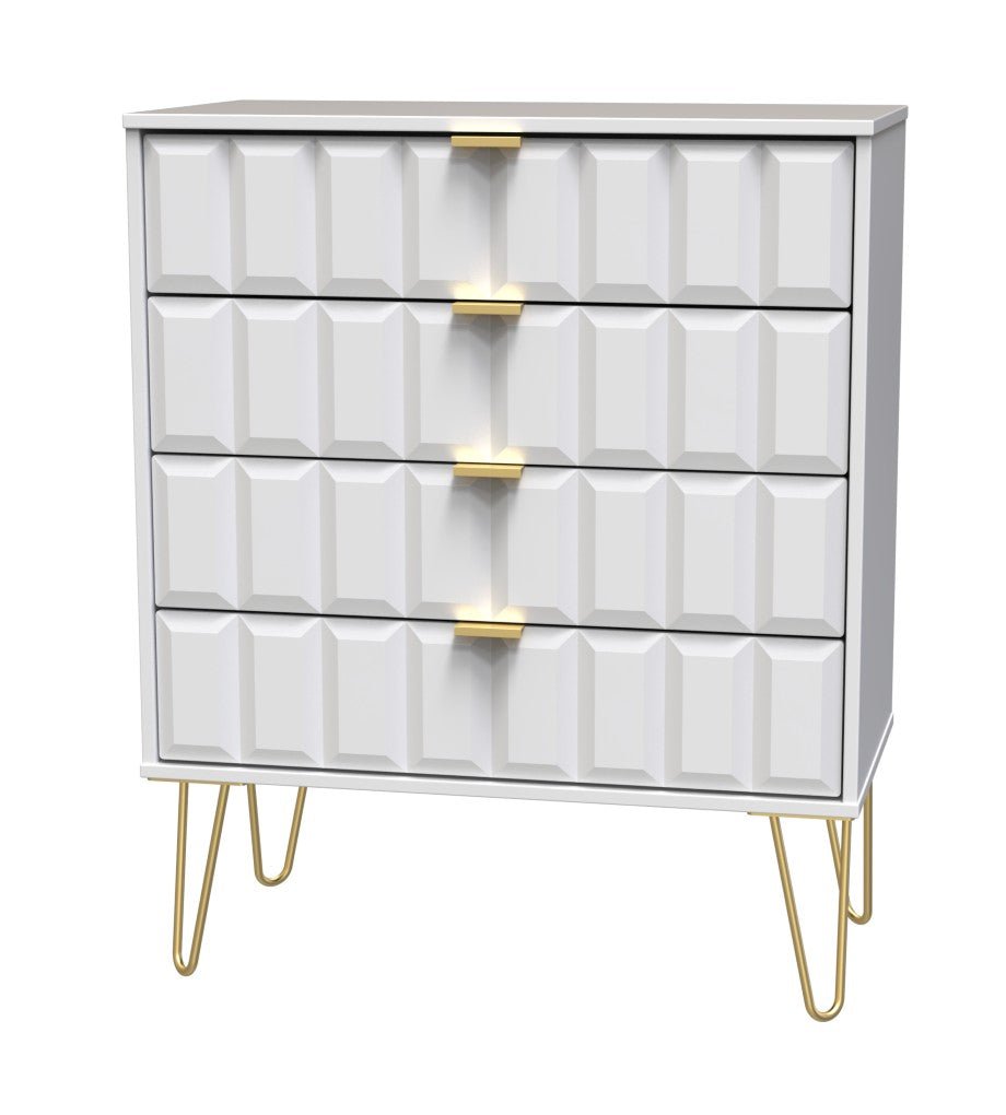 Cube 4 Drawer Chest with Gold Hairpin Legs - Welcome Furniture