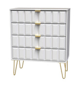 Cube 4 Drawer Chest with Gold Hairpin Legs - Welcome Furniture