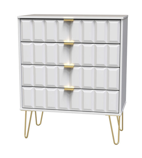 Cube 4 Drawer Chest with Gold Hairpin Legs - Welcome Furniture